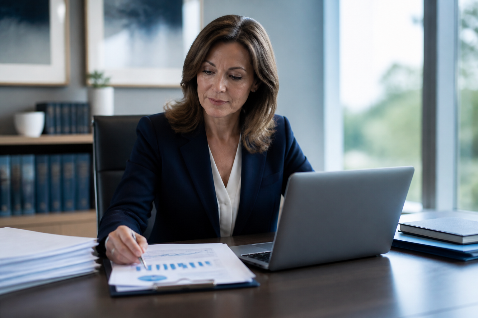 Legal nurse reviewing medical records with clinical verification focus